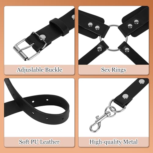 BDSM Bondage Taille Bein Harness Sex Fesseln Set, Leder Sexy Oberschenkel Harness für Frauen Sex, Verstellbaren Sexspielzeug mit Handschellen für Paare