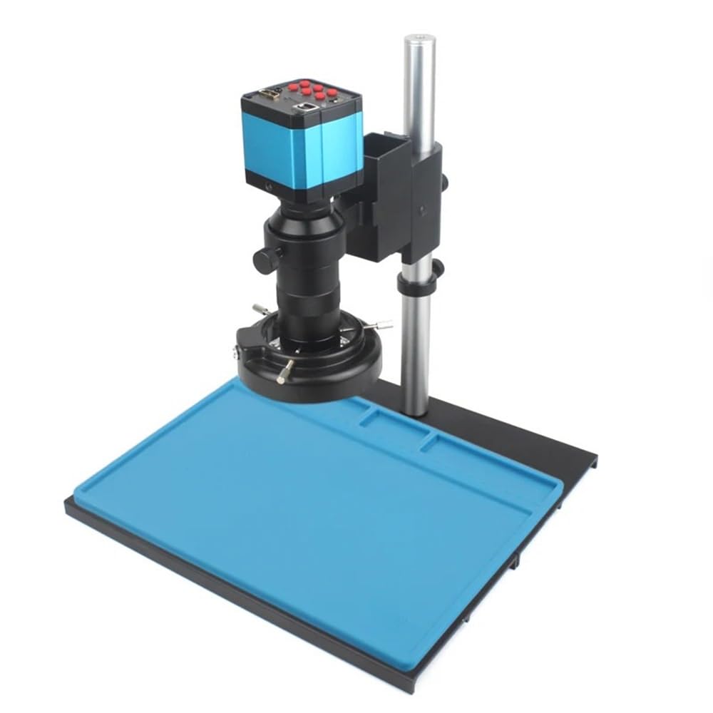 Microscope 14MP 60FPS HDMI USB Electronic Digital Video Microscope Camera 180/130X Zoom C Mount Lens 56 LED for Phone Chip PCB Repair Tools(A 130X Set)