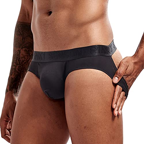 Men's Athletic Supporter Briefs Jockstrap Letter Waistband Low Waisted Panties Stripe Print Ultra Soft Breathable Bulge Thong Underpant,Sissy Lingerie For Men,Mens C String Multicolor #TOP4
