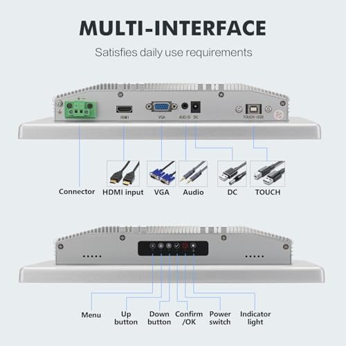Image of 12.1 inch Touchscreen Monitor,Ratio 4:3 IPS PCAP Industrial Touch Screen Monitor with HD-MI VGA USB Port,Build-in Speakers & VESA,Touch Screen for PC,POS,Laptop,Home,RPI