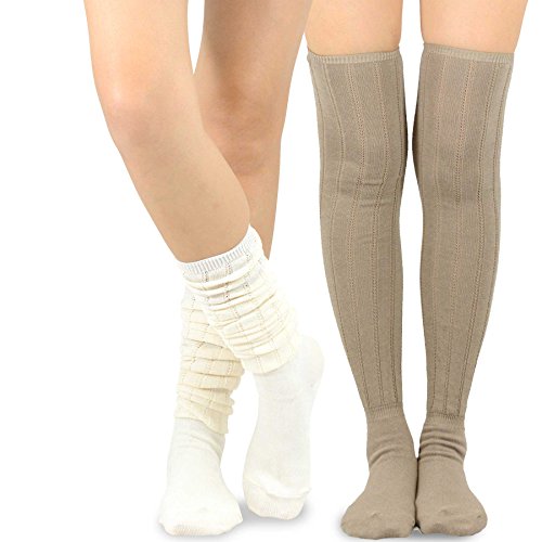 Image of Fashionable Cotton Slouchy Boot Socks for Women and Girls: Long Thigh Highs, Over-the-Knee Highs, and Knee Highs