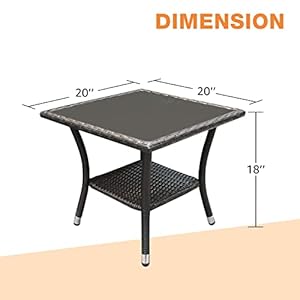 Patiorama Outdoor Wicker Patio Side Table, Weather Resistant Rattan Coffee Table, Square End Table, Aluminum Frame, Espresso Brown Patiorama Outdoor Wicker Patio Side Table Weather Resistant Rattan Coffee Table Square End Table Aluminum Frame Espresso Brown