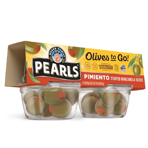 Pearls Olives To Go!, Pimiento Stuffed, Spanish Green Olives