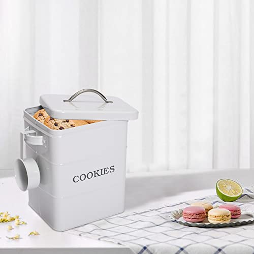 Morezi Metal Cookie Jar Cookie Containers Tin With Airtight Lid - Countertop Space-Saving, White Coated Carbon Steel Safty - White #TOP1