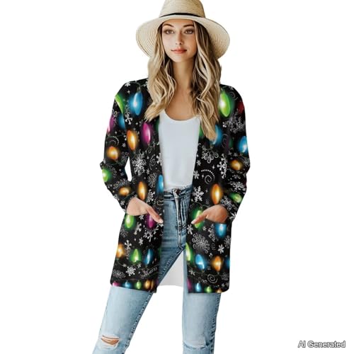 Image of Women's Lightweight Cardigans with Pockets Trendy Long Sleeve Open Front Cardigan Casual Tops Jackets Fall Oufits S-2XL