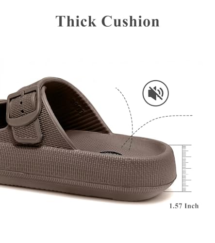 Image of Haifago Cloud Slide Sandals for Women Comfort Recovery Pillow Sandal, Lightweight House Bathroom Shower Slippers Adjustable Double Buckle Platform Slide