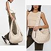 Juoxeepy Gesteppte Tragetasche, groß, gesteppt, Schultertasche, leichte gesteppte Polsterung, Hobo-Tasche, gesteppte Tasche, Cremeweiß, Large #1