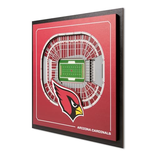 YouTheFan Officially-licensed NFL Arizona Cardinals Stadium Series 3D Wall Art - multi-layer team stadium replica, detailed sports fan gift, indoor decor
