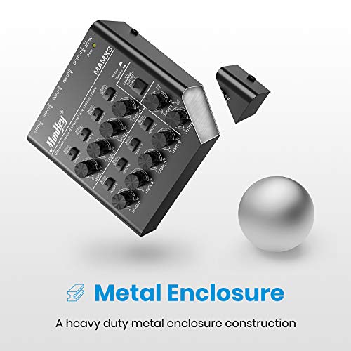 Moukey 8 Kanal DJ Mixer Mischpult, Musik Mixer tragbar, 8 Stereo Mini Audio Mixer DC 5V für kleine Clubs Bars Mikrofon… - Image 4