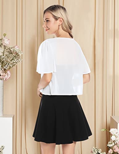 Olycn Women Sheer Shrug Chiffon Open Front Short Sleeve Cardigans For Dresses Tops Lightweight Soft Shrug Sweaters #TOP3