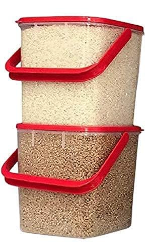 Lufarp Plastic Storage Container set square for Rice, Flour, Food Grain, Kitchen Storage air Tight Container with Handle Pack of 2 (5 kg) (B0D6351HSZ) Amazon Price History, Amazon Price Tracker