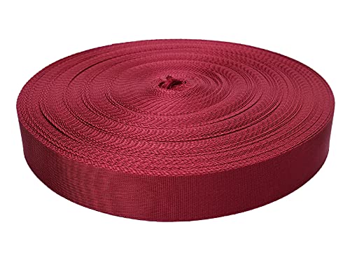 MONIDOOR Nylon Webbing 1 Inch 20 Yards Durable Flat Nylon Webbing Strap for Backpack,Cargo Strap,Pet Leash or Collar,Gardening,Craft (Burgundy,1 Inch,252516)