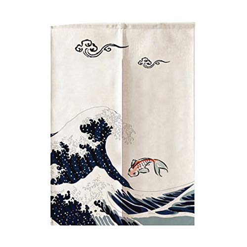 Maya Star - Rideau de Porte Japonais Noren - Rideau occultant - 85 x 150 cm - Vagues Océan