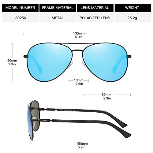 Image of DUCO Aviator Sunglasses Polarized for Men Women 3025K | UV400,Metal Frame, Durable and Sturdy,Comfortable, for Driving Daily, Golf, Fishing