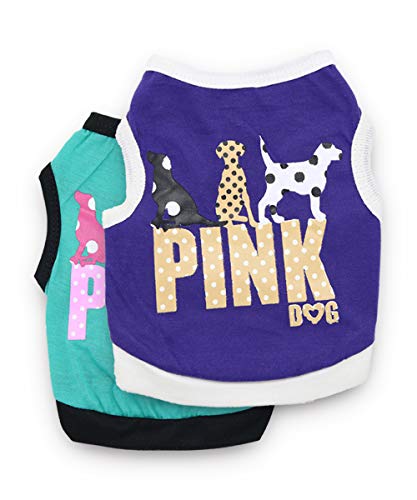 DroolingDog Dog Shirt Dog Pink Shirts Pet Dog Clothes Puppy Vest Dog T Shirt for Small Dogs, Small, Pack of 2