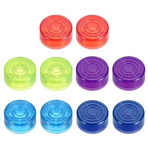 sourcing map 10 Pcs Footswitch Toppers Guitar Pedal Button Caps Plastic Footswitch Top Cover 3/8" for Guitar Effects Pedal Buttons, Red, Green, Blue, Dark Blue, Purple
