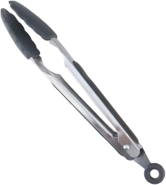 12 PCS Silicone Kitchen Utensil Set Bamboo Wooden Handles Cooking Utensils (Gray)