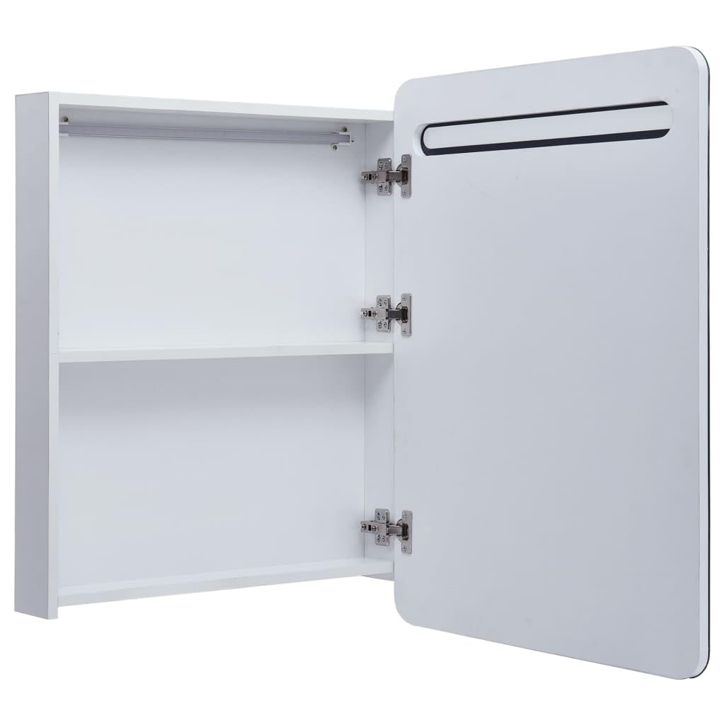 vidaXL Armario de Cuarto de Baño con Espejo y LED Mobiliario Hogar Accesorios Muebles Organización Almacenamiento Estilo Moderno Funcional 60x11x80cm