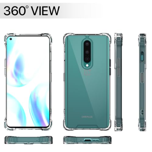 Image of Outlouders Back Cover for OnePlus 8 Clear Transparent PC + TPU Bumper Case with Raised Edges for Shockproof Protection (Transparent)