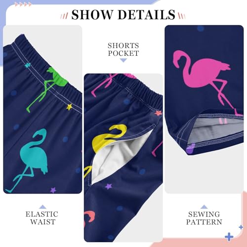 ZZXXB Colorful Flamingoes Print Boys Long Pants Soft Trousers Elastic Waist Kids Lounge Bottoms with Pockets S-XL4