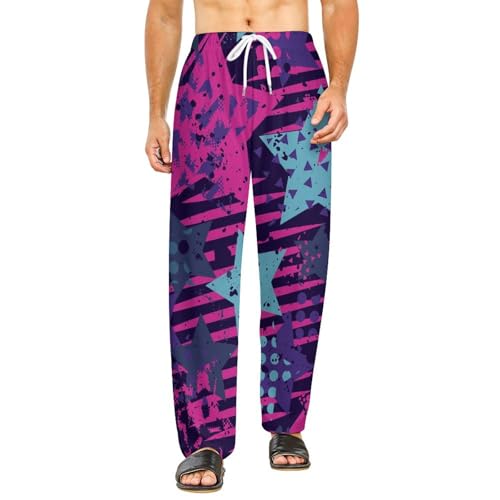 Vêtements de nuit femme long pantalon violet étoiles pour des nuits douces
