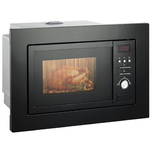 SMETA Microondas Integrable 20L con Grill 1000W, 5 Niveles de Potencia (800W), 8 Menús Automáticos, Microondas Compacto y Eficiente, Diseño Elegante, Color Negro.