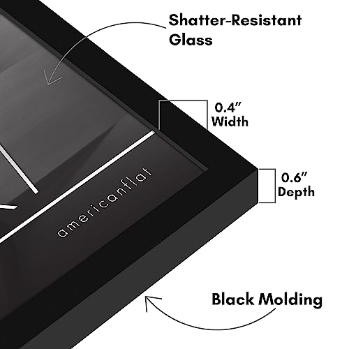 Americanflat 5x7 Picture Frame with Shatter-Resistant Glass - Streamline Collection - Thin Border Photo Frame for Tabletop and Wall Display - Hanging Hardware and Easel Stand Included - Black