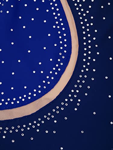 Moggemol APP-100622-B09V4V2TC2 Kids Girls Figure Ice Skating Leotard Dress Mesh Splice Roller Skating Dance Performance Costume Dark Blue Sleeveless 8 Years thumb #4