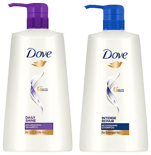Image of Dove Intense Repair Shampoo, 650ml & Daily Shine Shampoo, 650ml