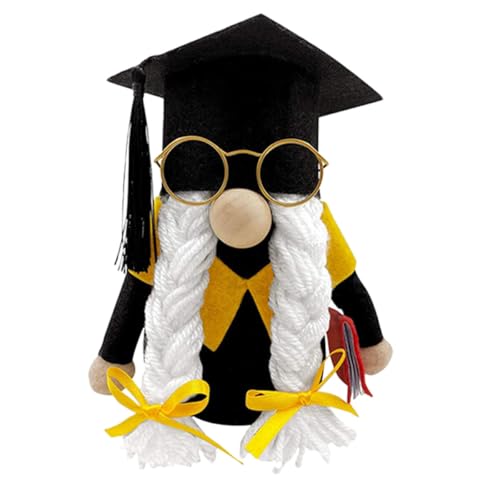 Veemoon Poupée GNOME pour Cérémonie de Remise de Diplômes Décoration Peluche Chapeau de Docteur pour Fête de Graduation