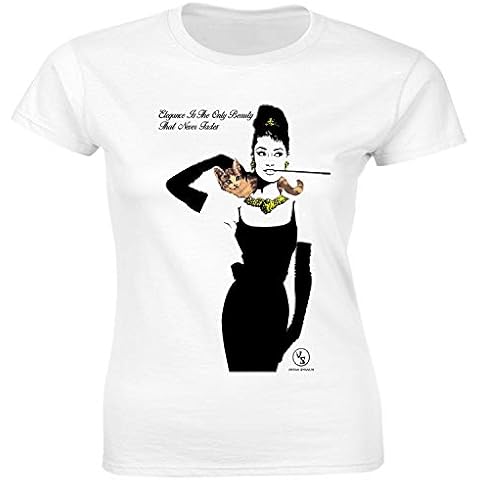 URBAN SHAOLIN Womens Audrey Hepburn Breakfast at Tiffanys Inspired Fitted T Shirt, Large, White Cover