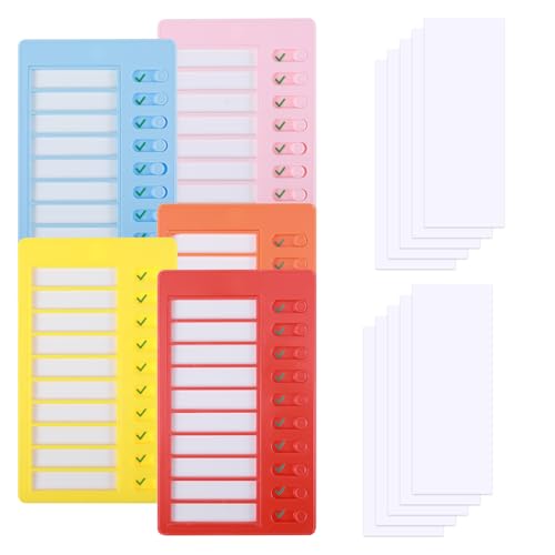 5 Stück Blanko-Aufgabenlisten-Boards, Checkliste Board Kinder,Beweglicher Schieber To Do Liste Kinder, Robust Checklist boards mit 10 Blatt Blankokarton