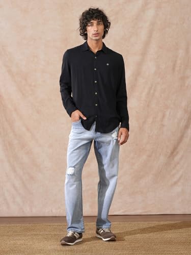 Image of WROGN Men's Linen Blend Shirt | Solid Styles | Slim Fit