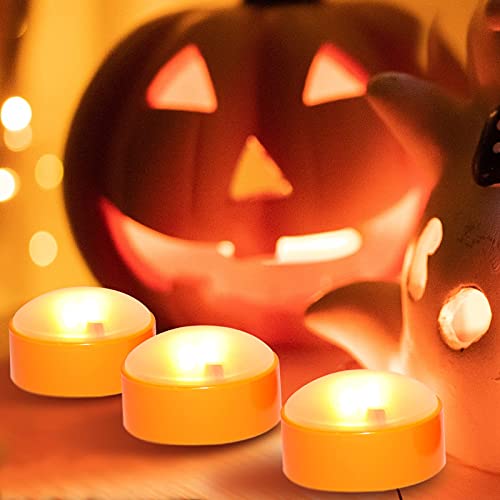 Image of 3 Halloween Battery LED Jack-O-Lantern Pumpkin Lights with Remote Orange | CANDLE CHOICE Battery Operated Flameless Candles with Remote and Timer for Halloween Pumpkin Decoration Orange Color 3 Pack