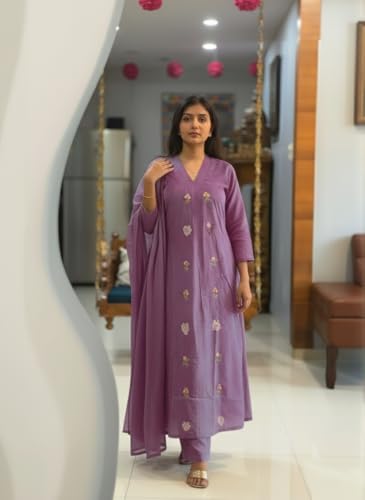 Image of ANNI Designer Women's Rayon Viscose Straight Kurta Set with Pant and Dupatta | Stylish Long Kurti Dress for Festive, Party, and Ethnic Wear