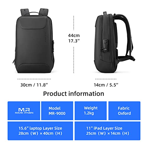 Muzee Laptop Backpack For Men Business Backpack With Tsa Lock Charging Pulg Waterproof & Anti-Scratch Shell Backpack Fit 15.6 Inch Pc Slim Casual Daypack #TOP2