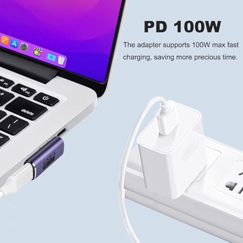 Image of Tobo 90 Degree Right Angle USB C Adapter 40Gbps Data Transfer USB 4.0 /Thunderbolt 4 Type C Male to Female Connector Extender for Mobile Phone, Switch, Steam Deck, Tablet, Laptop (TD-940CC, Pack-of-2)