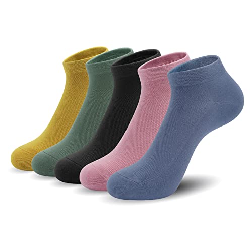 Image of SERISIMPLE Ultra-Thin Comfort Viscose Bamboo Mesh Ankle Socks for Women -Breathable Lightweight Low-Cut Socks 5 Pairs