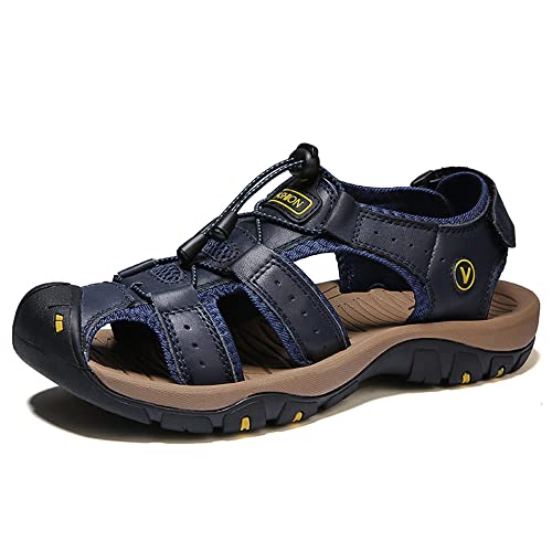 Maylrvjv Men's Outdoor Sports Sandals Lightweight Comfortable Hiking Walking Leather Casual Sandals Water Shoes