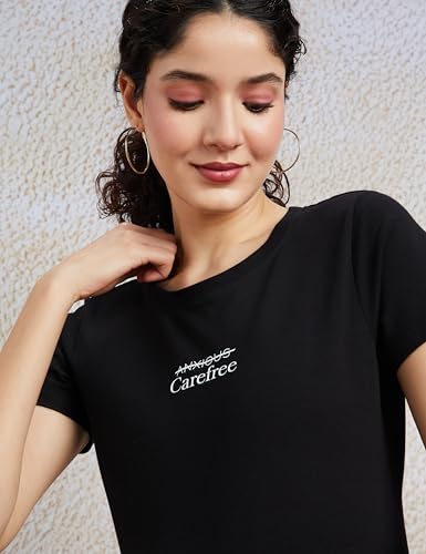 Image of Amazon Brand - Symbol Women Cotton Stretch Regular Fit Round Neck Half Sleeve T-Shirt (Available in Plus Sizes)