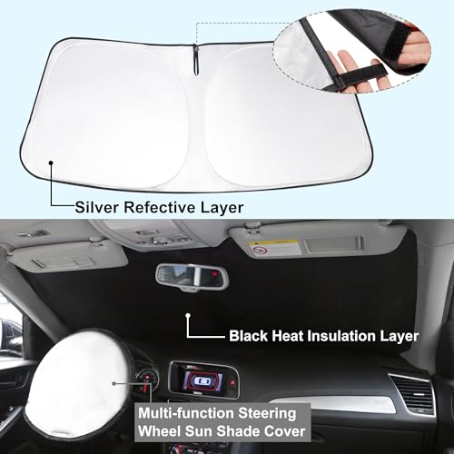 Image of YYCKE Windshield Sun Shade Accessories Compatible with 2014 2015 2016 2017 2018 X5 for BMW Foldable Sunshade Sun Visor Blocks UV