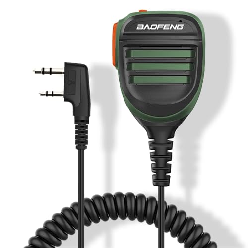 BAOFENG UV-5R �}�C�N �X�s�[�J�[ �V�����_�[ �}�C�N �h�J �f���A��PTT GMRS �n�����W�I 2�s�� K�}�C�N�p UV-82 UV-S9 Plus BF-F8HP DM-1701 (�I���[�u�O���[��-�f���A��PTT)