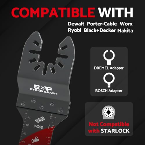 Oscillating Tool Blade for Wood, 6 PCS, Japanese Teeth, Curved Edge Multi Tool Blades for Wood, Plastic, Oscillating Blades Wood Universal Fit for Quick Release by S&F STEAD & FAST
