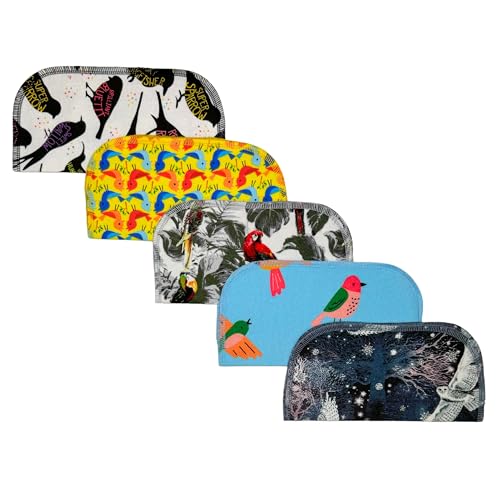 Gina's Soft Cloth Shop 1 Ply Owls & Birds Fun Flannel Washable Kids Lunchbox Napkins 8x8 inches 5 Pack - Little Wipes (R) Flannel- Proudly Made in the USA!