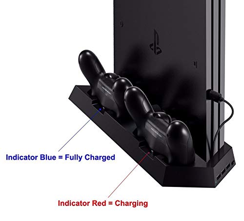 Base Suporte Vertical Para Ps4 Séries Ps4 / Slim/ Pro + Cooler + Hub Usb + Carregador de Controle Do