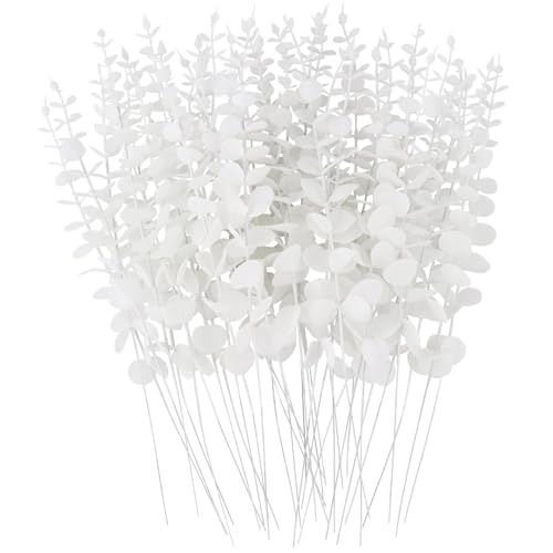 Branches d'eucalyptus de décoration maison et verdure artificielle blanche
