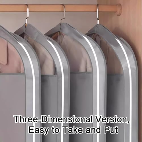 Breathable Non-Woven Garment Bag, Garmet Bag with Side Zip，Garment Bags for Storage，for Coat, Down Jacket Suit Bags(Gray)4