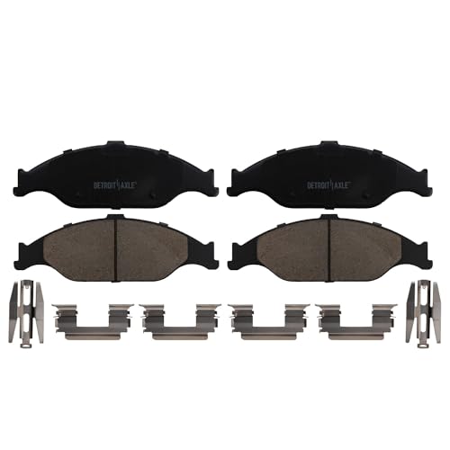 Image of Detroit Axle - Front Brake Kit for 1999-2004 Ford Mustang Base GT | Drilled & Slotted Brake Rotors and Ceramic Brake Pads Wheel Bearing Hubs 2000 2001 2002 2003 Replacement