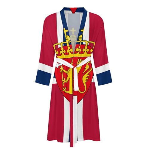 Norway Coat of Arms Flag Novelty Men's Robe Soft Lightweight Bathrobe Long-sleeve Spa Robes4