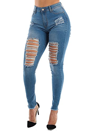 High Rise Distressed Skinny Jeans
